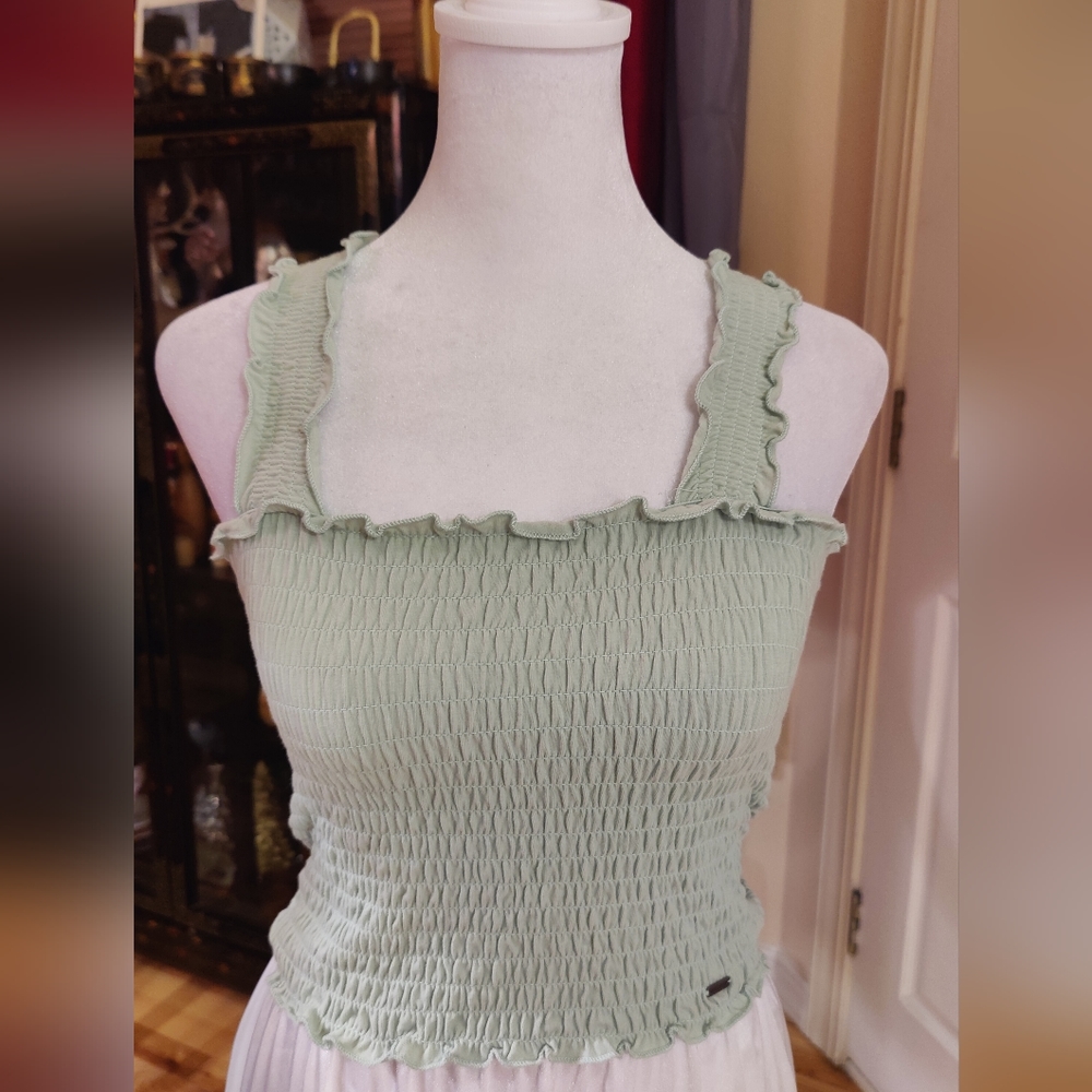 Hollister Smocked Ruffled Hem Crop Top
